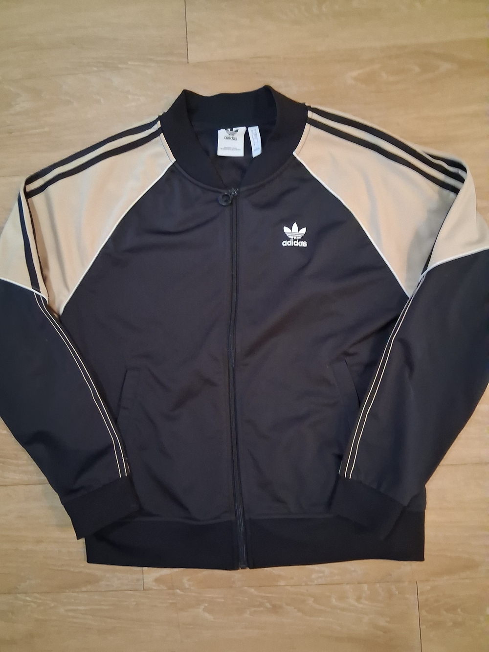 Adidas Black Track Jacket with Tan Panels